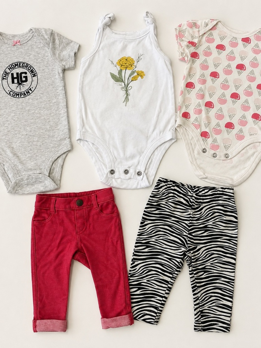 Baby Girl 5-Piece Clothing Bundle Size 3M Carters, Rosie Pope, Old Navy
